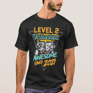 Kids Level 2 Unlocked Awesome Since 2021 Video Gam T-Shirt