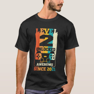 Kids Level 2 Unlocked Awesome Since 2021 Video Gam T-Shirt
