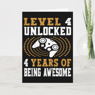 Kids Level 4 Unlocked Video Game 4th Birthday  Card