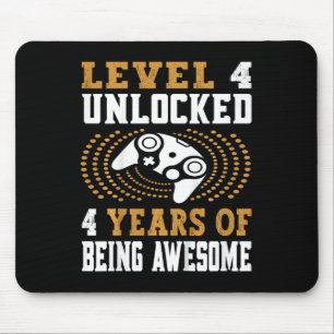 Kids Level 4 Unlocked Video Game 4th Birthday Mouse Pad