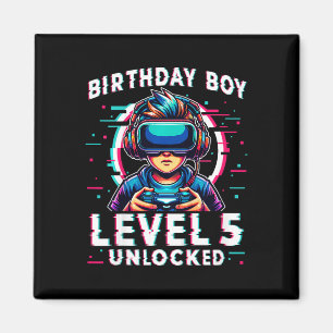 Kids Level 5 Unlocked 5 Years Old Birthday Gamer F Magnet