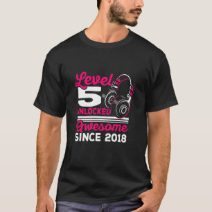 Kids Level 5 Unlocked Awesome Since 2018 Video Gam T-Shirt
