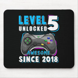 Kids Level 5 Unlocked Fun Video Game 5th Birthday Mouse Pad