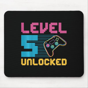 Kids Level 5 Unlocked Gaming Birthday  Mouse Pad