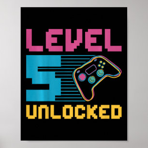 Kids Level 5 Unlocked Gaming Birthday  Poster