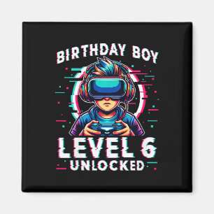 Kids Level 6 Unlocked 6 Years Old Birthday Gamer F Magnet