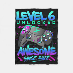 Kids Level 6 Unlocked 6 Years Old Boy Birthday Gif Fleece Blanket