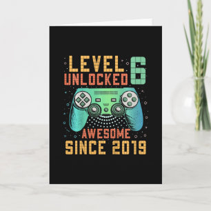 Kids Level 6 Unlocked 6th Birthday 6 Year Old Boy Card