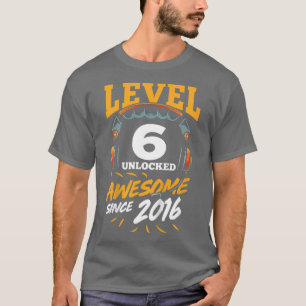 Kids Level 6 Unlocked Awesome 2016 6th Birthday Bo T-Shirt