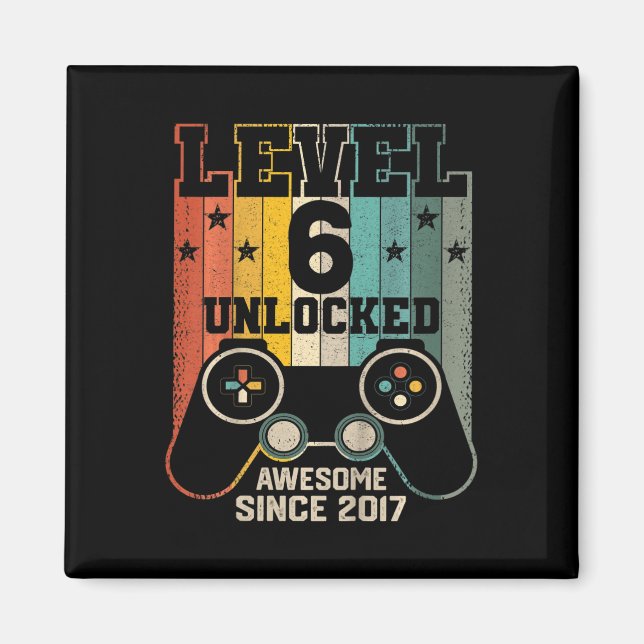 Kids Level 6 Unlocked Awesome 2017 Boy Video Game  Magnet (Front)