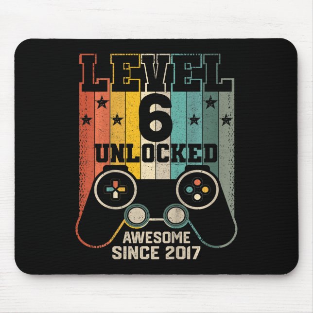 Kids Level 6 Unlocked Awesome 2017 Boy Video Game  Mouse Pad (Front)