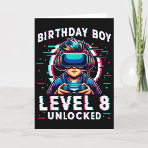 Kids Level 8 Unlocked 8 Years Old Birthday Gamer F Card