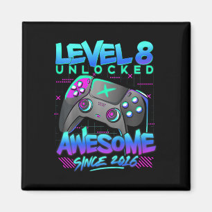 Kids Level 8 Unlocked 8 Years Old Boy Birthday Gif Magnet