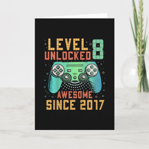 Kids Level 8 Unlocked 8th Birthday 8 Year Old Boy  Card