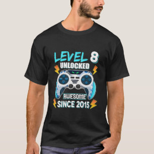 Kids Level 8 Unlocked Awesome Since 2015 8 Year T-Shirt