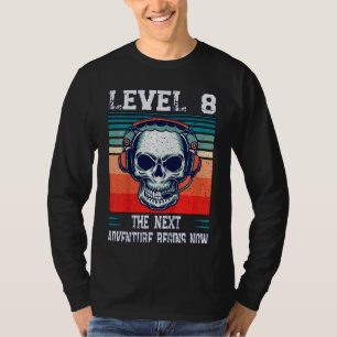 Kids Level 8 Unlocked  Next 8th Birthday Gamer Adv T-Shirt