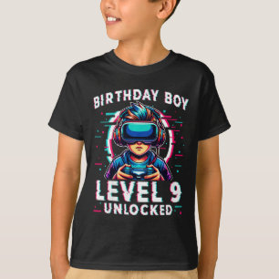 Kids Level 9 Unlocked 9 Years Old Birthday Gamer F T-Shirt