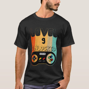 Kids Level 9 Unlocked  Video Gamer 9th Birthday T-Shirt