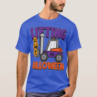 Kids Lifting Halloween Costume Cool Forklift Pumpk T-Shirt