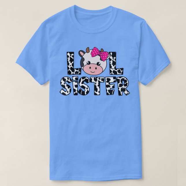 Kids Lil Sister Farm Life Cow Lover Lil Sis Siblin T-Shirt (Design Front)