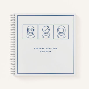 Kids Line Art Modern Minimalist Notebook