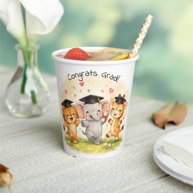 Kids Lion Elephant Giraffe Preschool Kindergarten Paper Cups (Insitu)