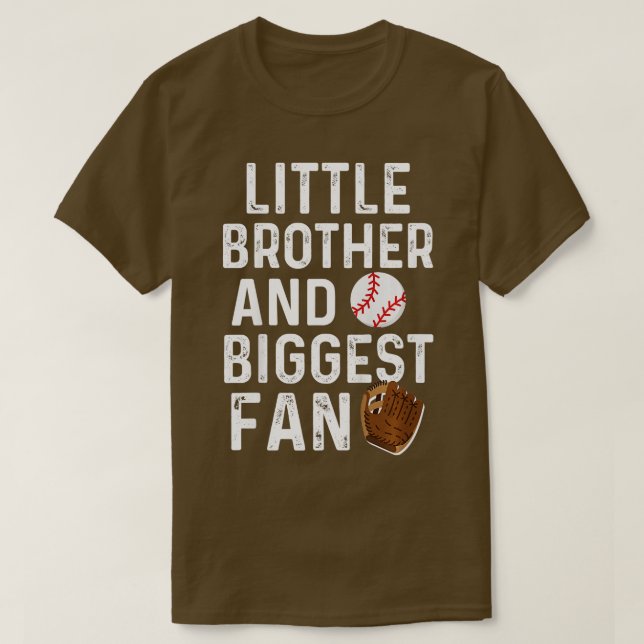 Kids Little Brother Biggest Fan Baseball Funny Boy T-Shirt (Design Front)