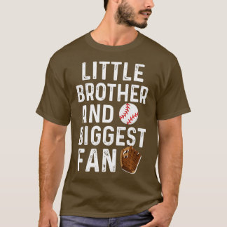 Kids Little Brother Biggest Fan Baseball Funny Boy T-Shirt