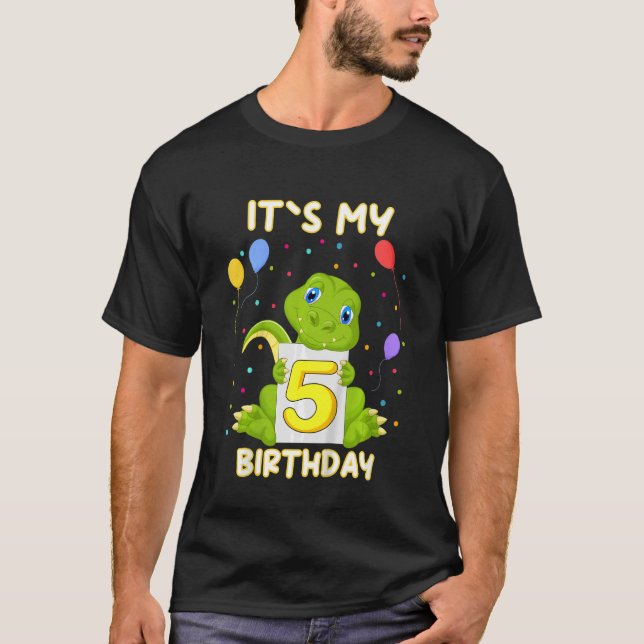 Kids Little Crocodile Aligator 5th Birthday My Bir T-Shirt (Front)