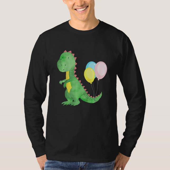 Kids Little Dinosaur With Colourful Balloons Baby  T-Shirt (Front)