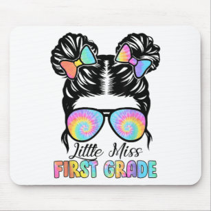 Kids Little Miss First Grade Messy Bun Sunglasses Mouse Pad