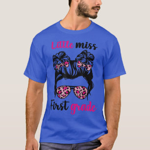 Kids Little Miss First Grade Messy Bun Sunglasses T-Shirt