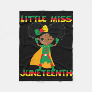 Kids Little Miss Juneteenth Cute Black Girl Melani Fleece Blanket