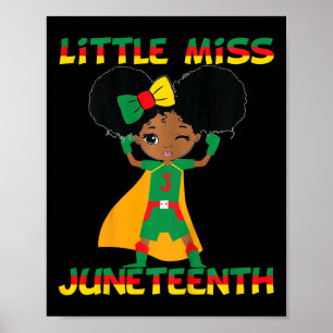 Kids Little Miss Juneteenth Cute Black Girl Melani Poster