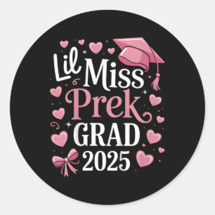 Kids Little Miss Pre-k Grad 2025 Preschool Girls P Classic Round Sticker
