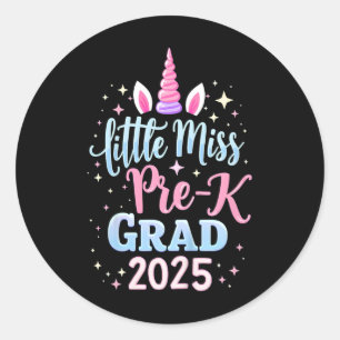 Kids Little Miss Pre-k Grad Preschool Girls Prek G Classic Round Sticker