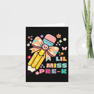 Kids Little Miss Pre K Pencil Bow For Girls Day Of Card