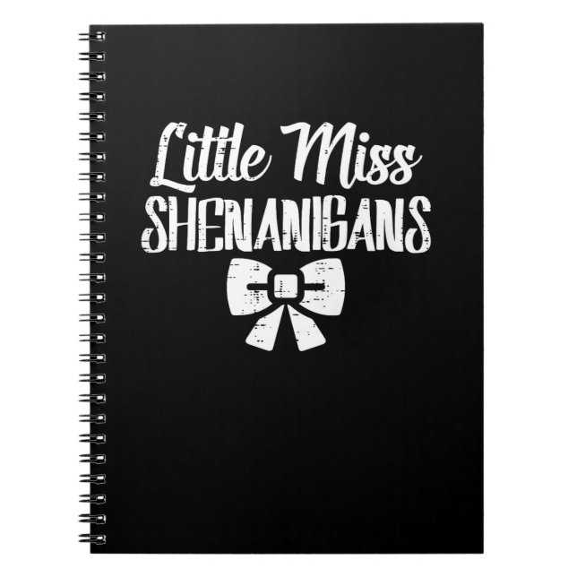 Kids Little Ms Shenanigans Cute St Patricks Day Ki Notebook (Front)
