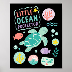 Kids little ocean protector sea turtle kids poster