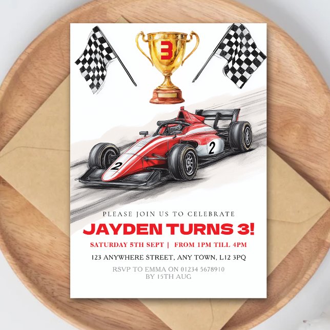 Kids Little Racers Birthday Party Invitation (Creator Uploaded)