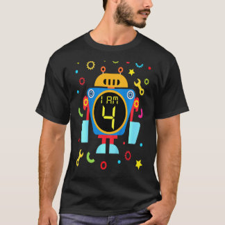 Kids Little Robot Birthday 4th Birthday Technician T-Shirt