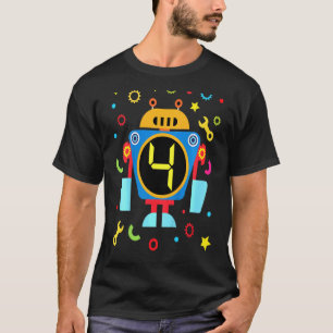 Kids Little Robot Birthday 4th Birthday Technician T-Shirt