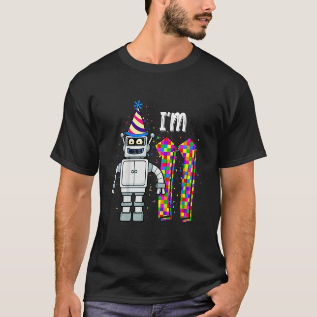Kids Little Robot I'm 11 Year Old Robotic Science  T-Shirt (Front)