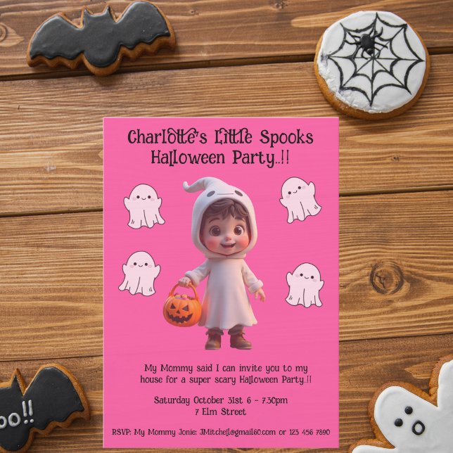 Kids Little Spooks Halloween Party Invitation (Little Spooks Halloween Party Invite)