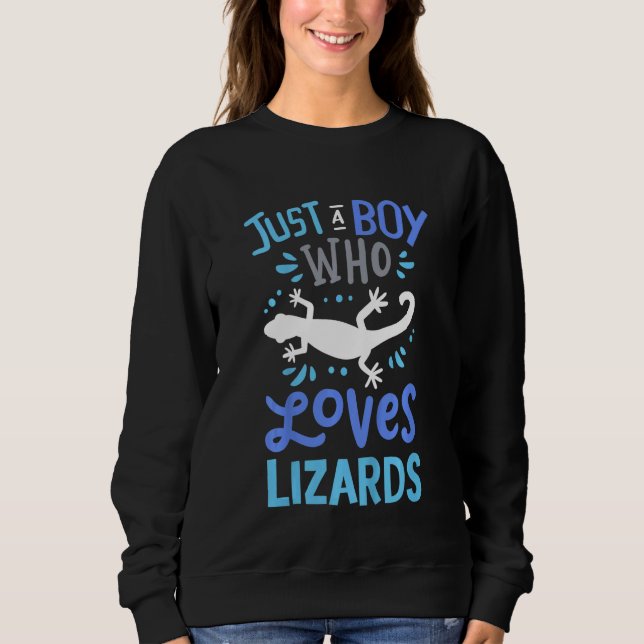 Kids Lizard Just A Boy Who Loves Lizards Sweatshirt (Front)