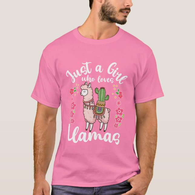 Kids Llama Just A Girl Who Loves Llamas T-Shirt (Front)