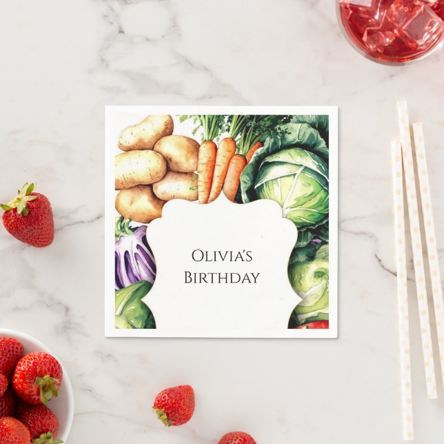 Kids Locally Grown Farmers Market Birthday Napkin (Insitu)