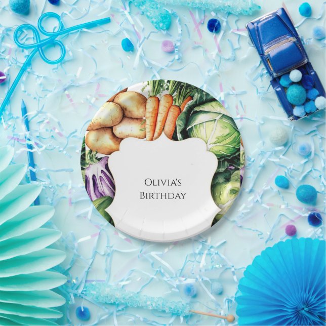 Kids Locally Grown Farmers Market Birthday Paper Plate (Party)