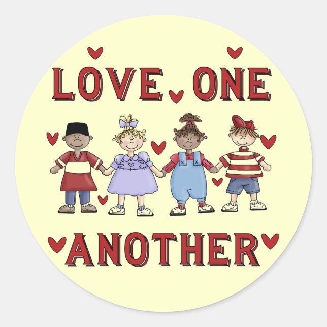 Kids Love One Another T-shirts and Gifts Classic Round Sticker (Front)