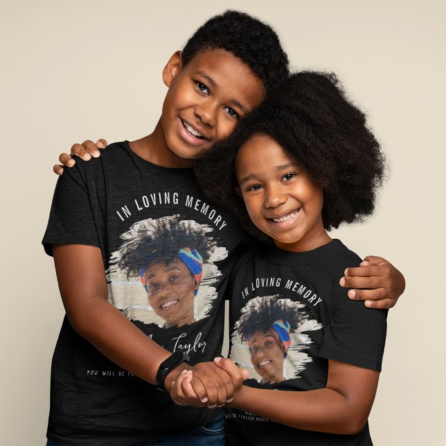 Kids Loving Memory | Brushed Effect Photo Memorial T-Shirt (Creator Uploaded)